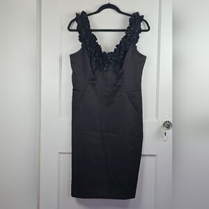 London Style Black Satin Cocktail Dress 12